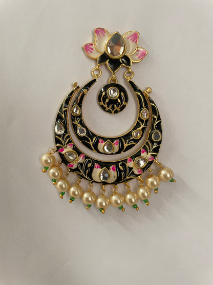 Polki And Pearl Meenakaari Earrings