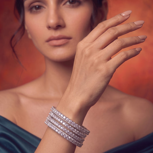 Eternal Sparkle Zircon Bangle Set of Four