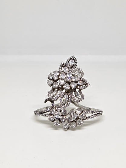 Sparkled Zircon Floral Ring
