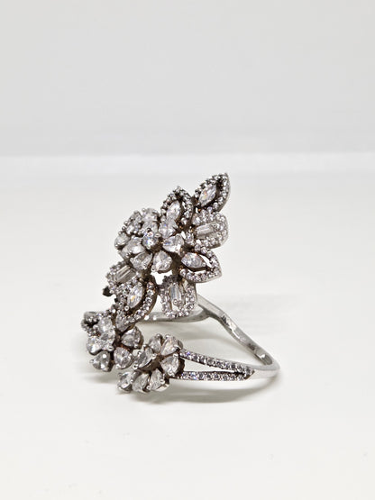 Sparkled Zircon Floral Ring