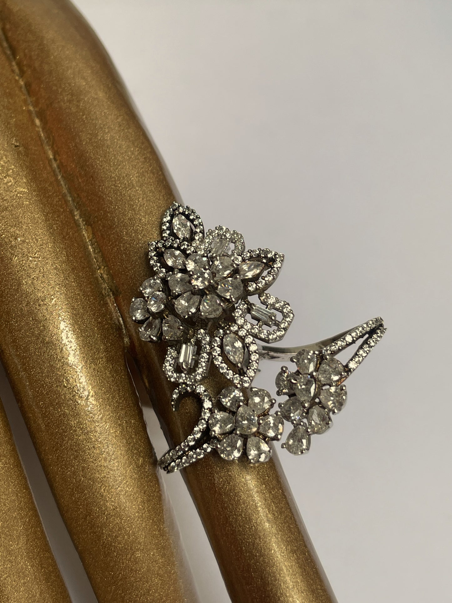 Sparkled Zircon Floral Ring