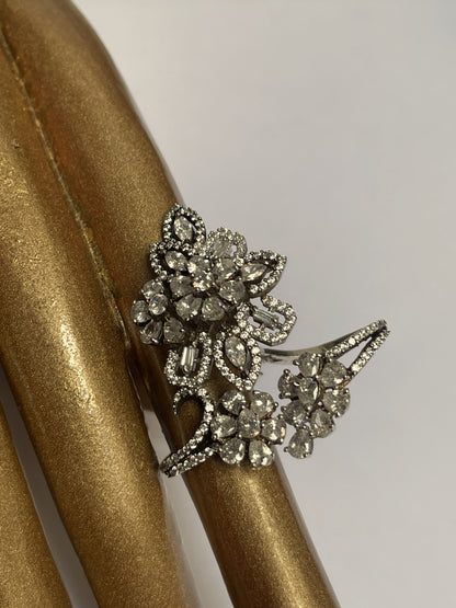 Sparkled Zircon Floral Ring