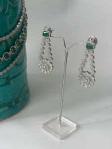 Three Layered Zircon Necklace Set with Green Stones