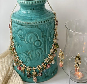 Kundan Multicolored Long Necklace With EaringsStudio6Jewels