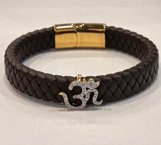 Divine OM Faux Leather Bracelet