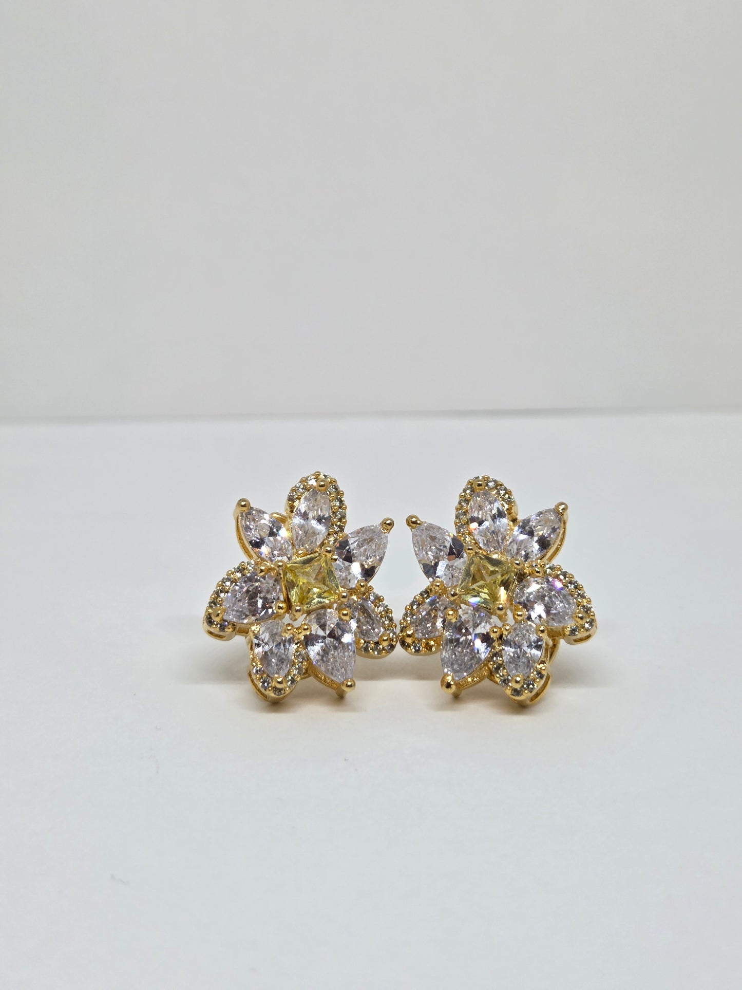 Floral Yellow Zircon Crystal Studs