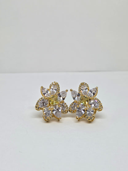 Floral Yellow Zircon Crystal Studs