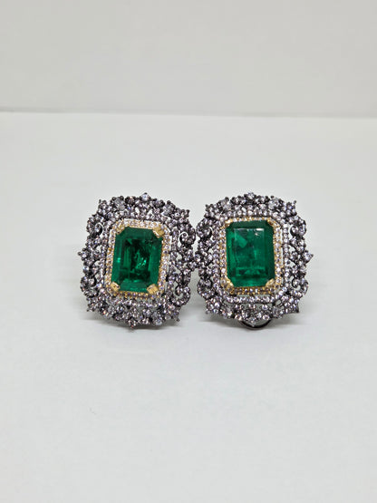 Two Tone Emerald Zircon Studs