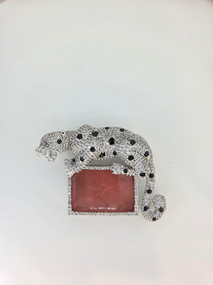 Crystal Studded Panther Brooch