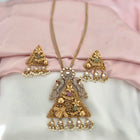 Antique Temple Pendant Long Necklace Set