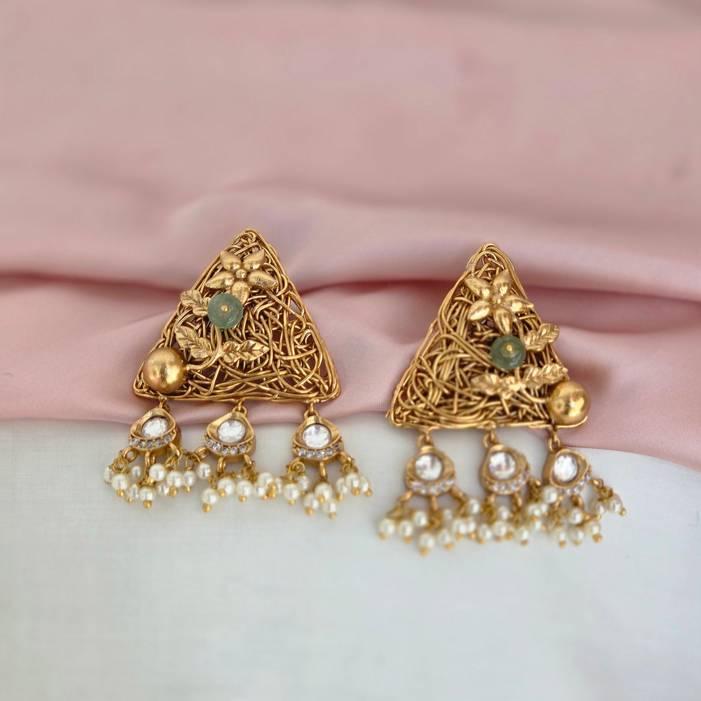 Antique Temple Pendant Long Necklace Set