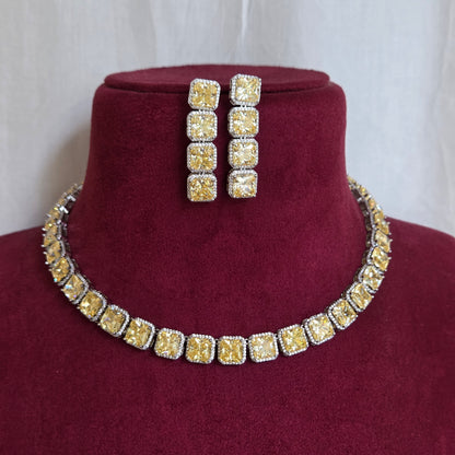Champagne Faux Diamond Tennis Necklace Set