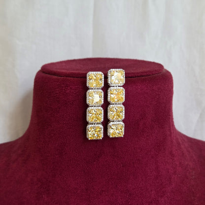 Champagne Faux Diamond Tennis Necklace Set