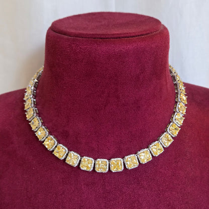 Champagne Faux Diamond Tennis Necklace Set