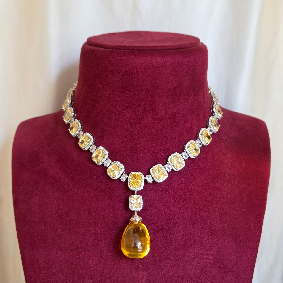 Champagne Teardrop Statement Necklace Set