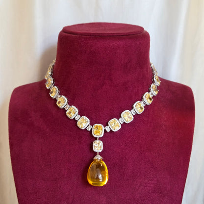 Champagne Teardrop Statement Necklace Set