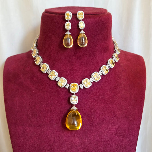 Champagne Teardrop Statement Necklace Set