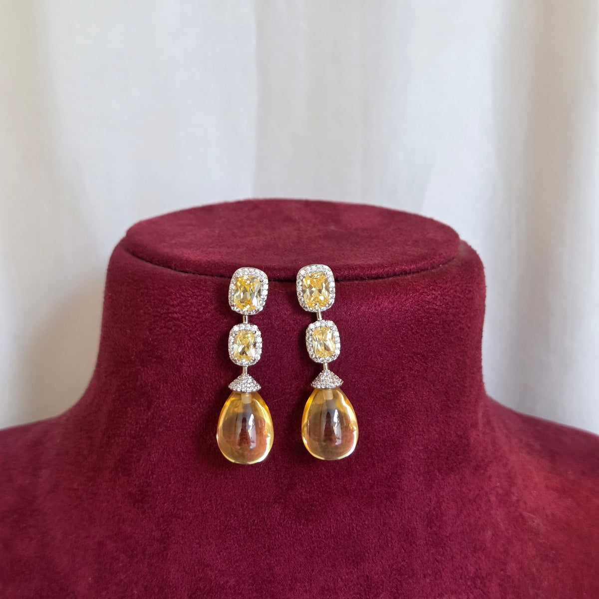 Champagne Teardrop Statement Necklace Set