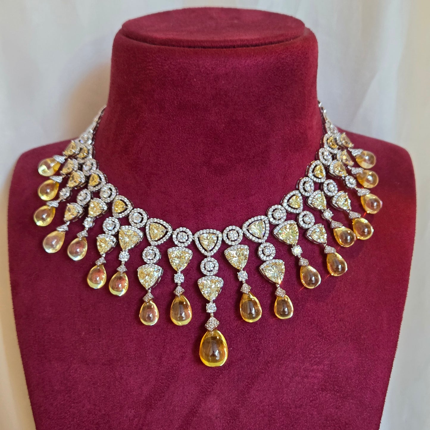 Champagne Cascading Statement Necklace Set
