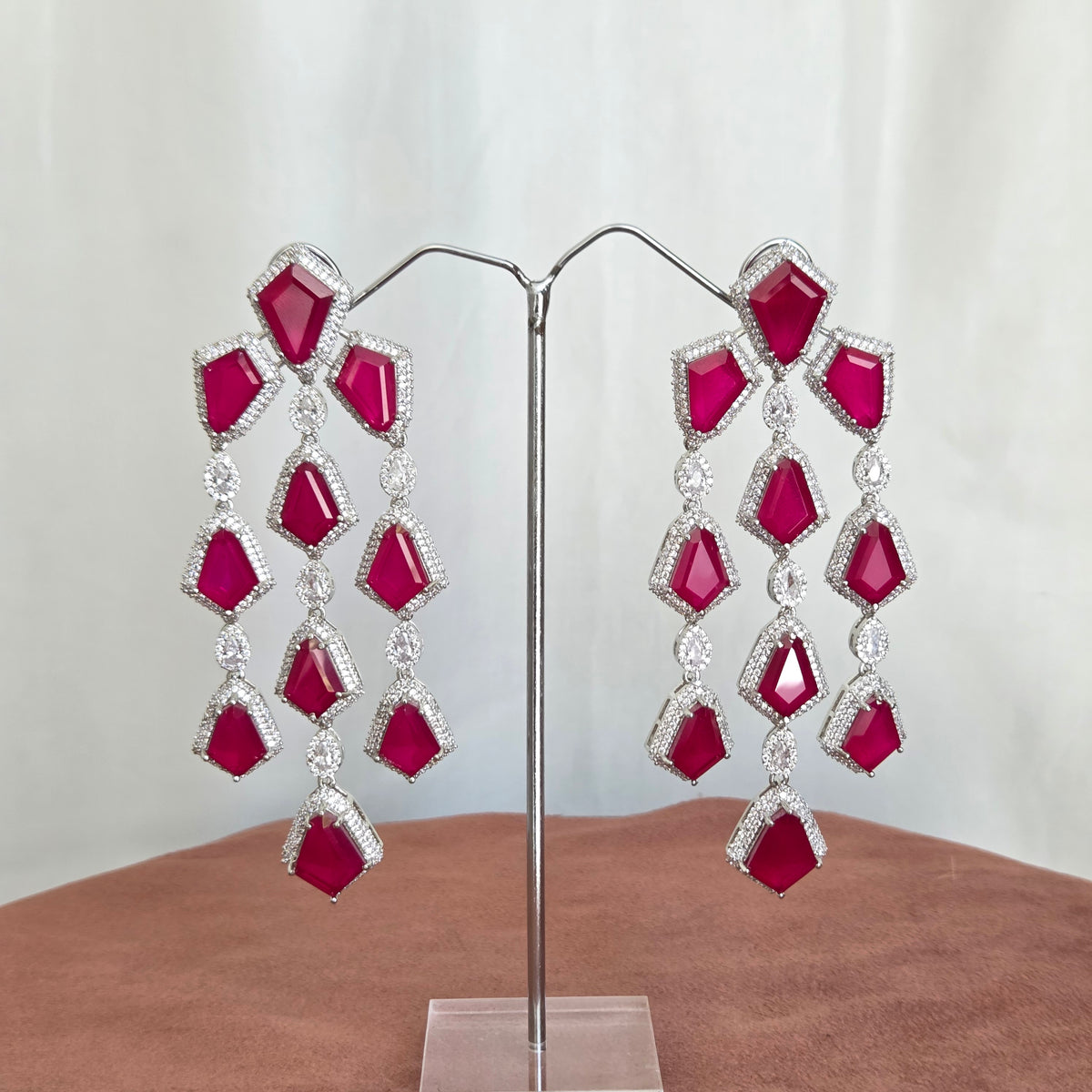 Ruby Cascade Layered Necklace Set