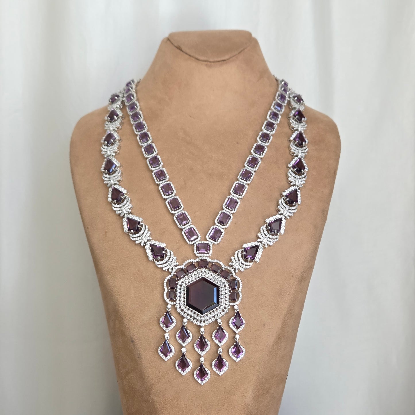 Purple Zircon Statement Necklace Set