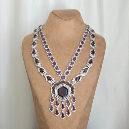 Purple Zircon Statement Necklace Set