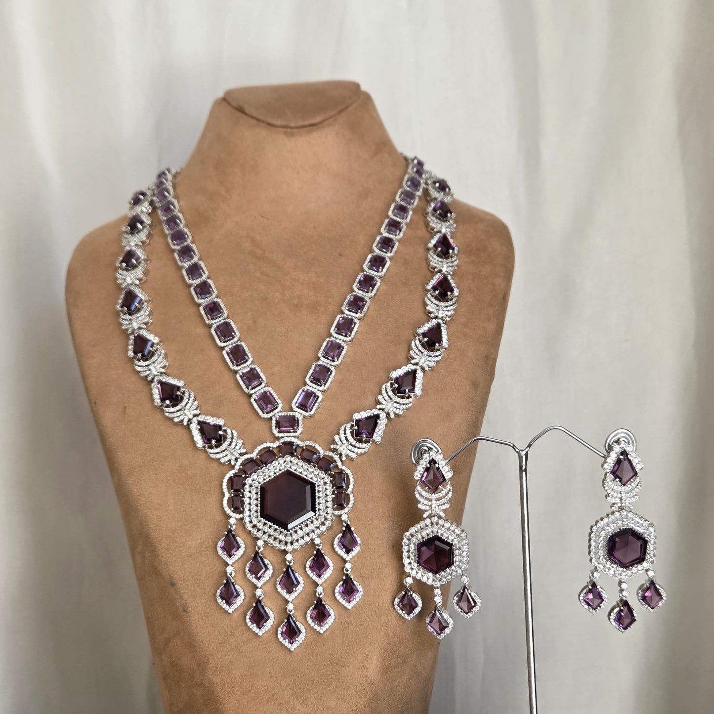 Purple Zircon Statement Necklace Set