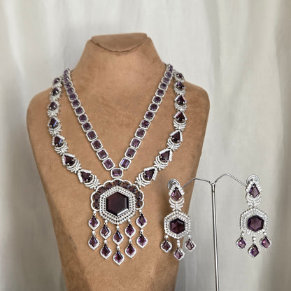 Purple Zircon Statement Necklace Set