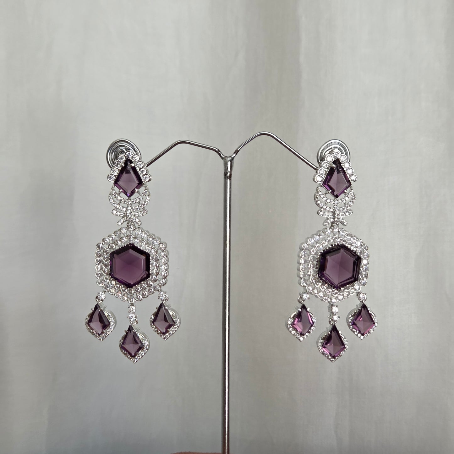 Purple Zircon Statement Necklace Set