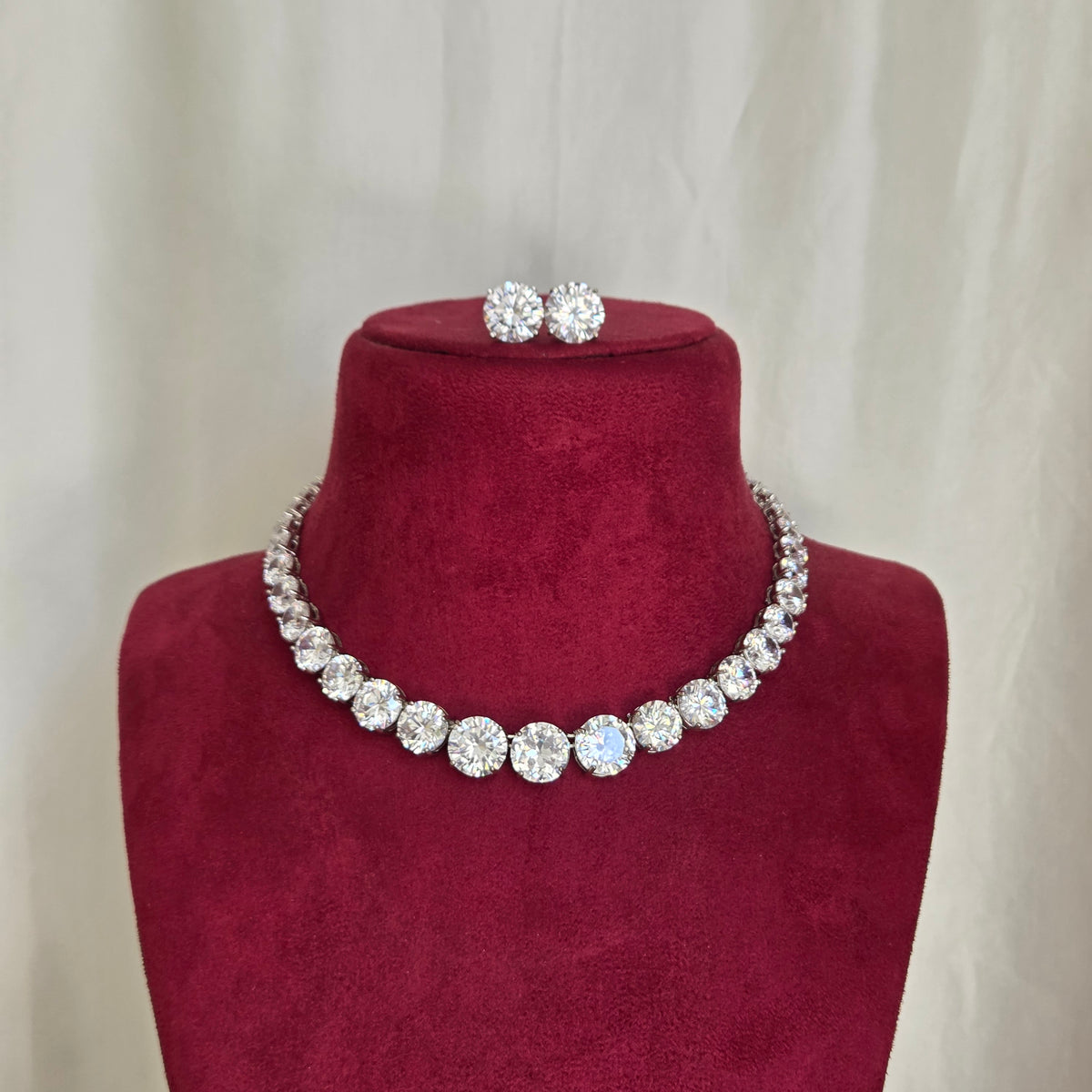 Faux Diamond Classic Tennis Necklace Set