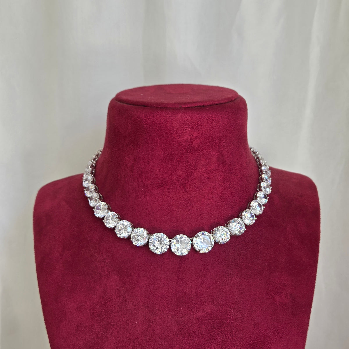 Faux Diamond Classic Tennis Necklace Set