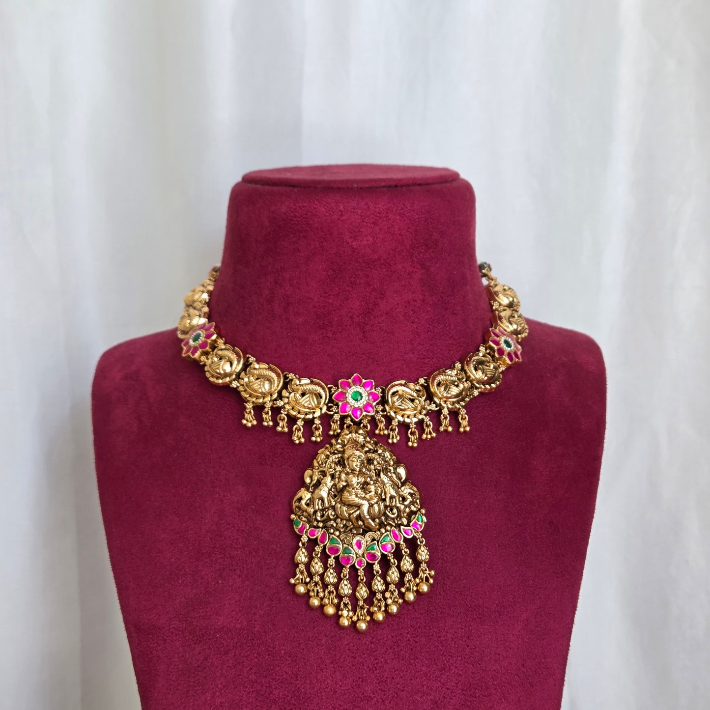 Traditional Lakshmi Temple Pendant Necklace Set