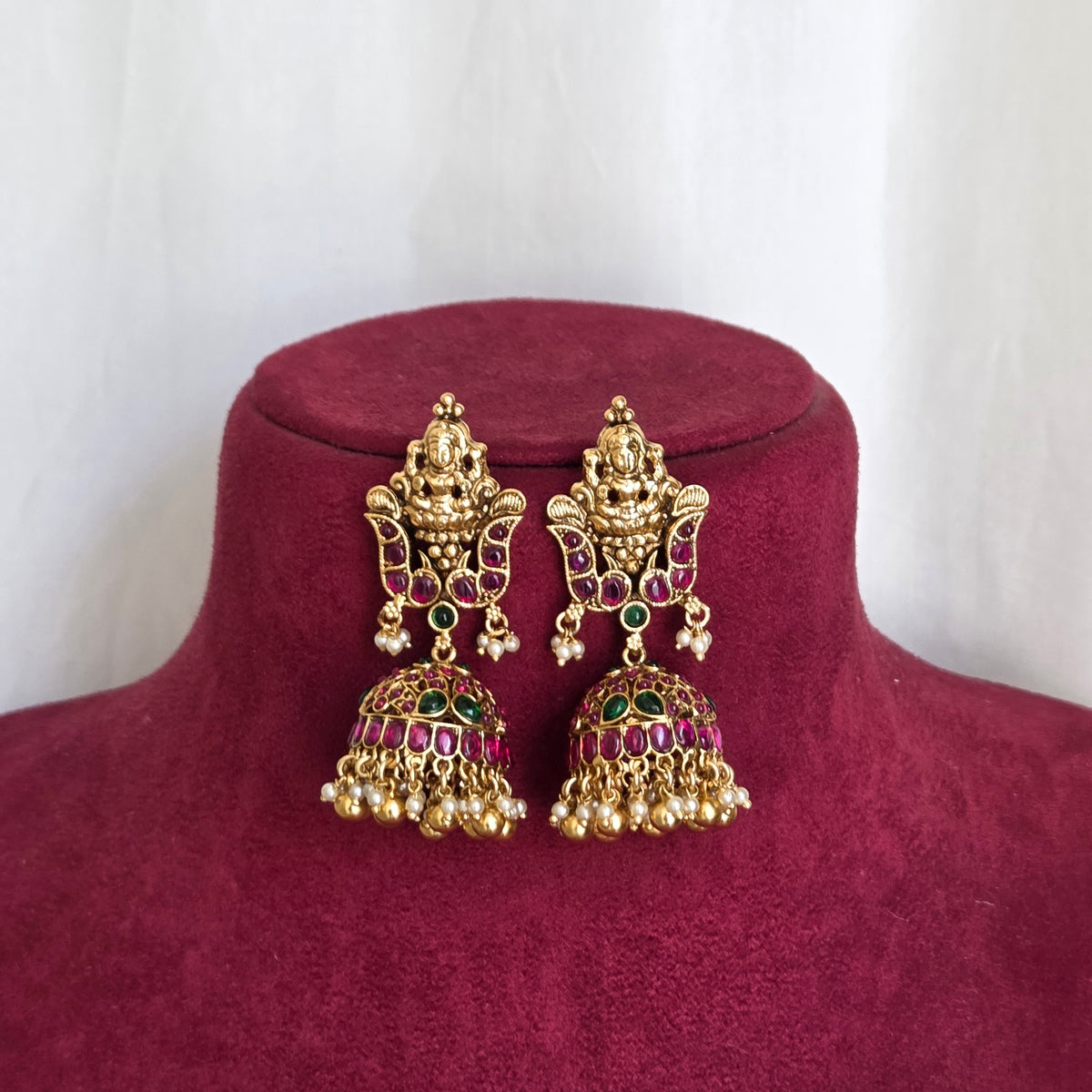 Temple Lakshmi Peacock Choker Necklace Set