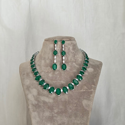 Regal Oval Gemstone Necklace Set