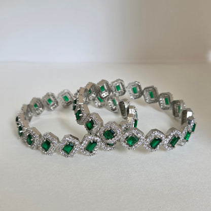 Geometric Zircon Bangle Set of 2