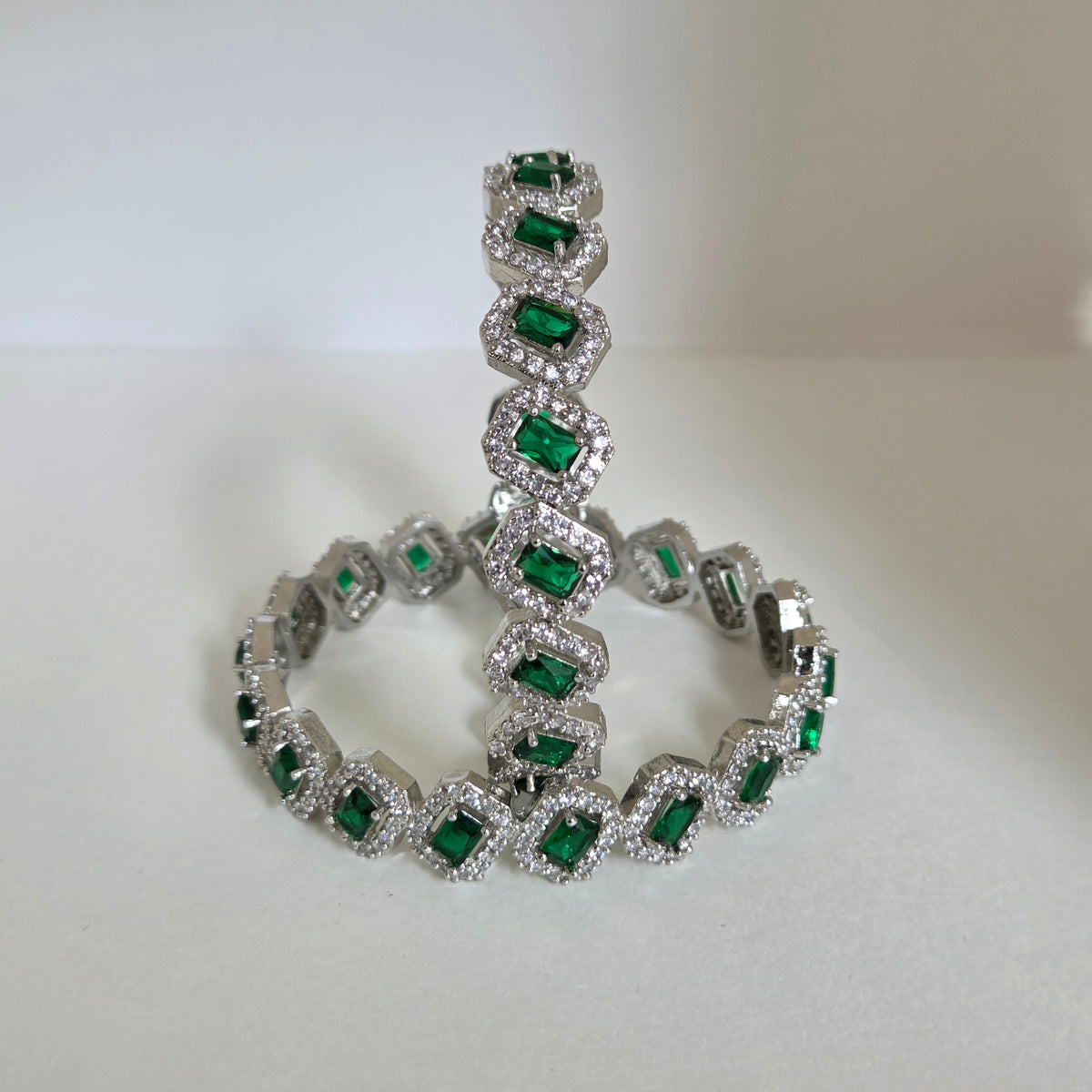 Geometric Zircon Bangle Set of 2
