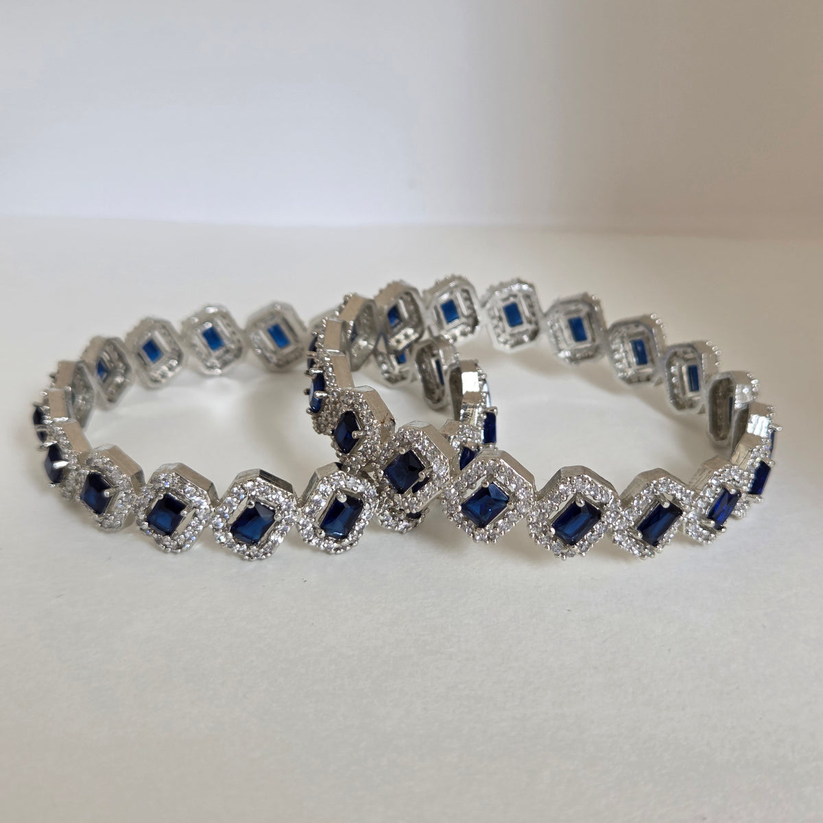 Geometric Zircon Bangle Set of 2