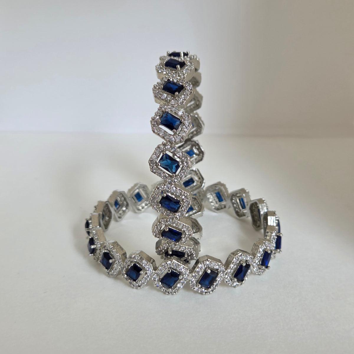 Geometric Zircon Bangle Set of 2