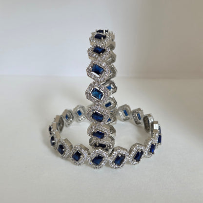 Geometric Zircon Bangle Set of 2