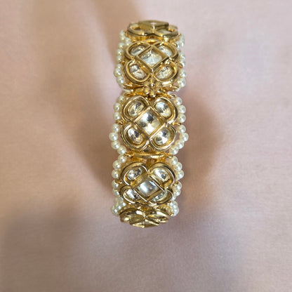 Gold Pearl Kundan Bracelet