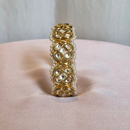 Gold Pearl Kundan Bracelet