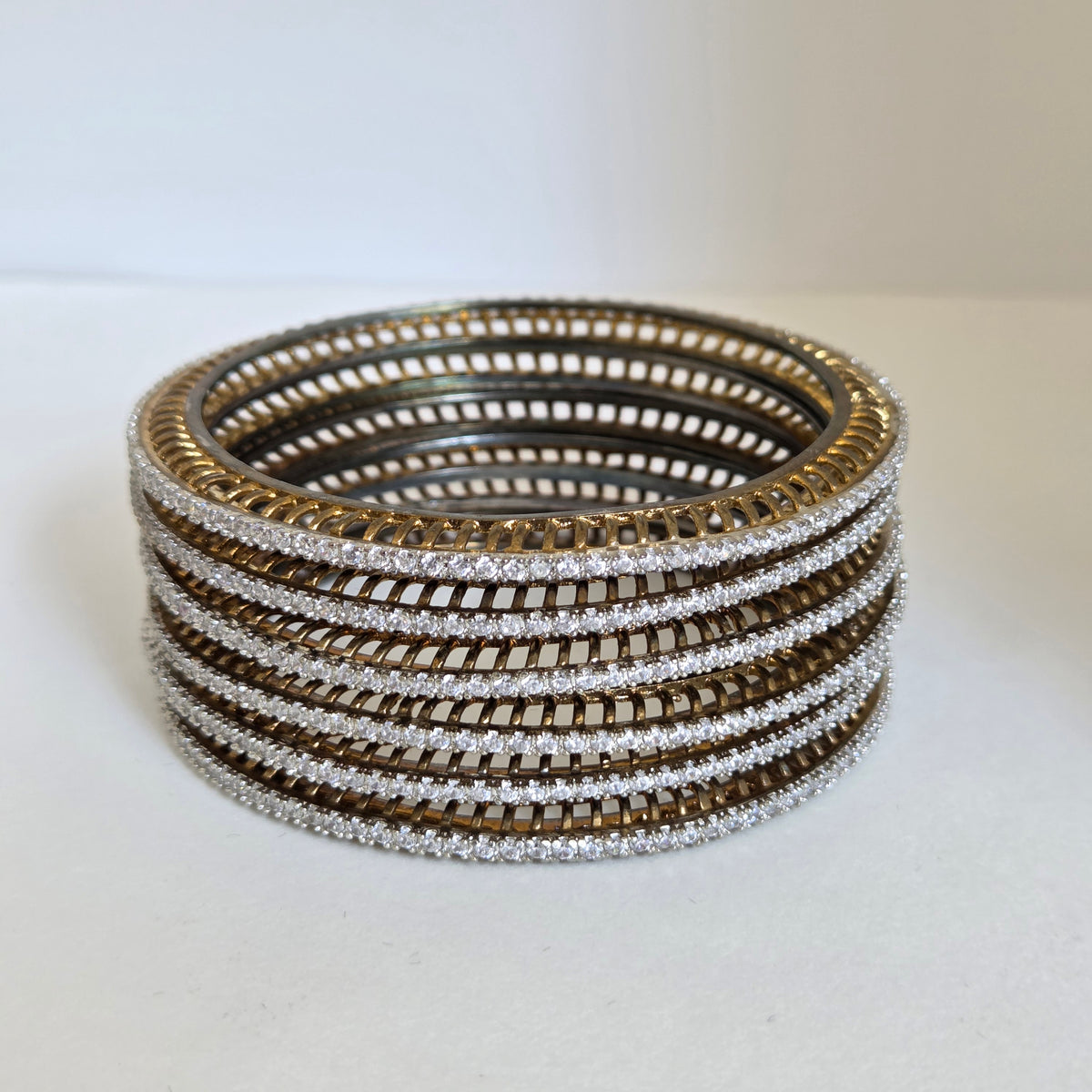 Antique Finish Zircon Bangle Stack