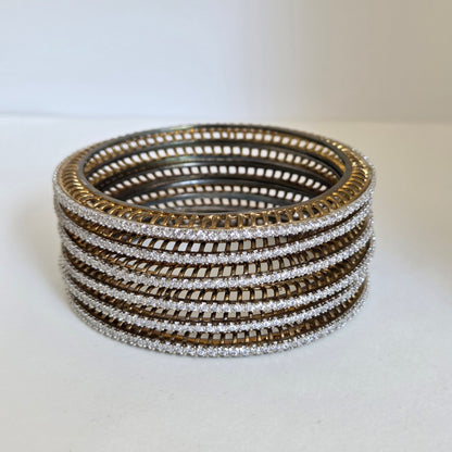 Antique Finish Zircon Bangle Stack