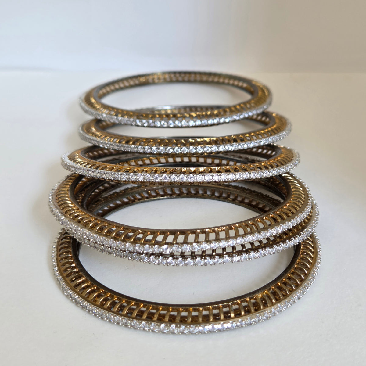 Antique Finish Zircon Bangle Stack