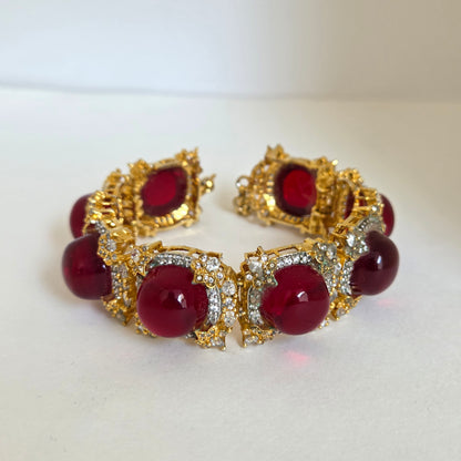 Red Stone Gold Finish Bracelet
