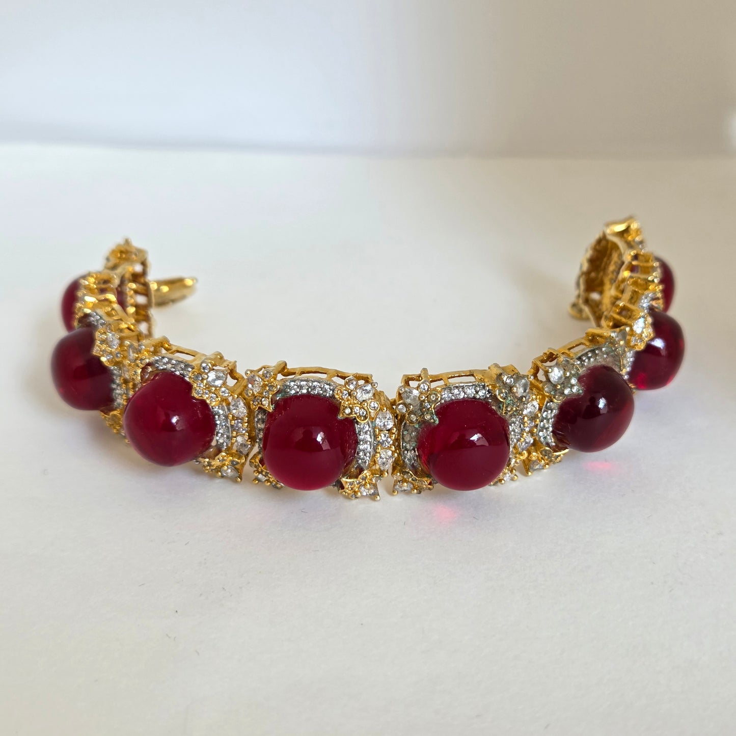 Red Stone Gold Finish Bracelet