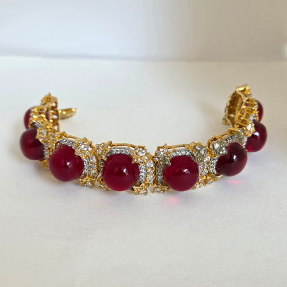 Red Stone Gold Finish Bracelet
