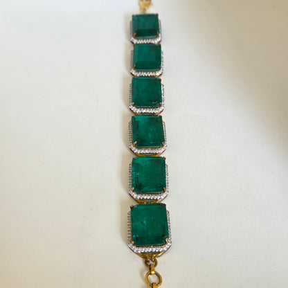 Chunky Emerald Zircon Accent Bracelet