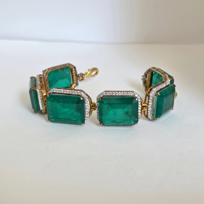 Chunky Emerald Zircon Accent Bracelet