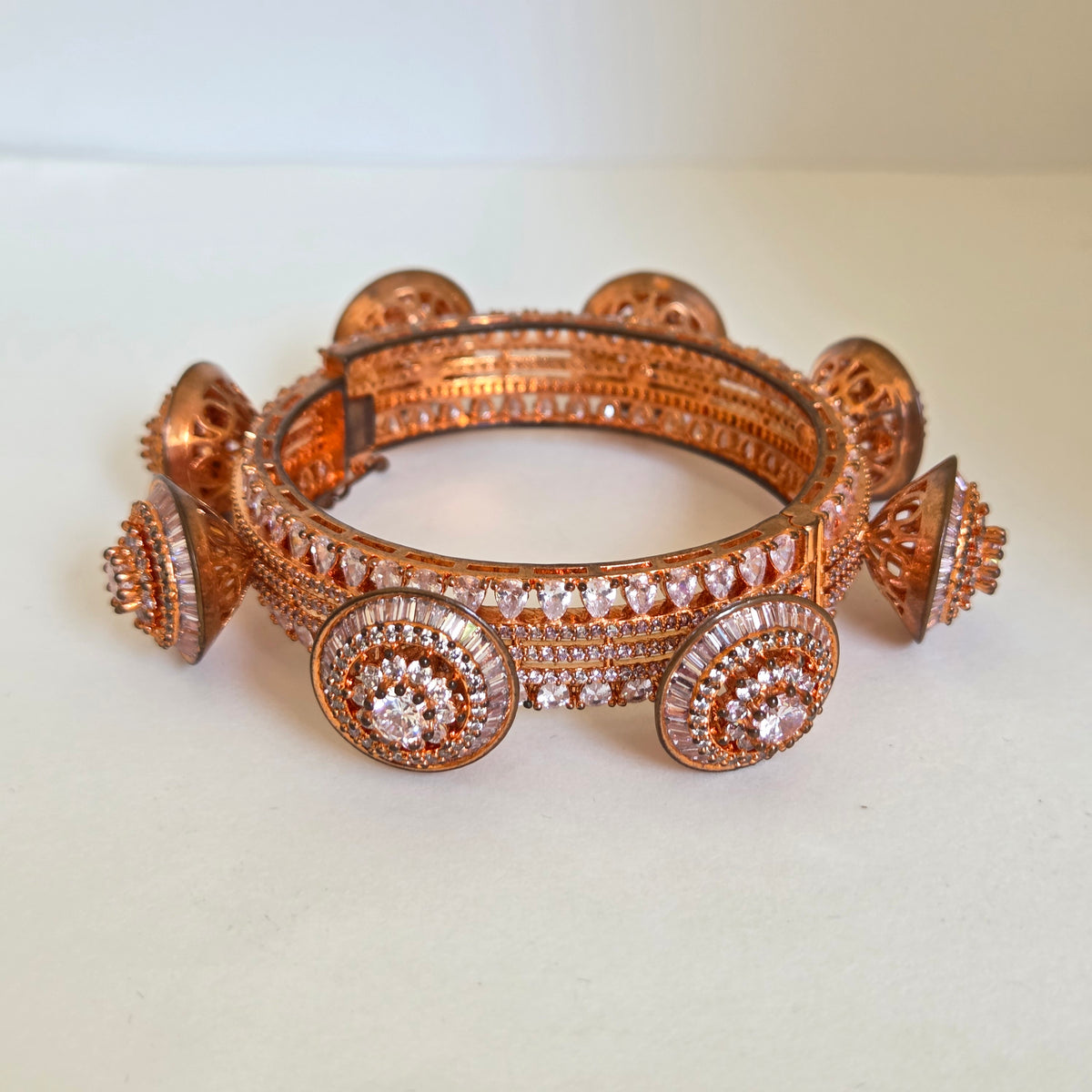Rose Gold Floral Stone Bangle